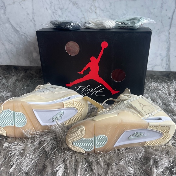 Jordan 4 Retro Off-White Sail 5.5 (W) Off-White Virgil Abloh collab NIB - Picture 3 of 12